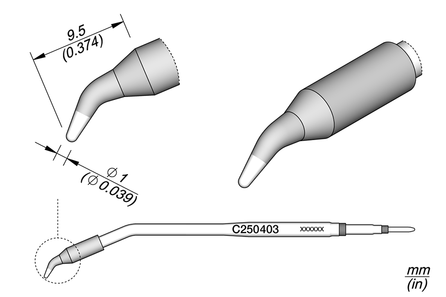 C250403 - Conical Bent Cartridge Ø 1